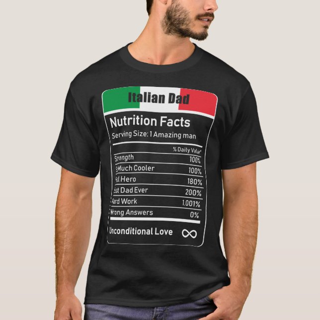 T-shirt Italien Papa Nutrition Facts Fête des pères Cadeau (Devant)