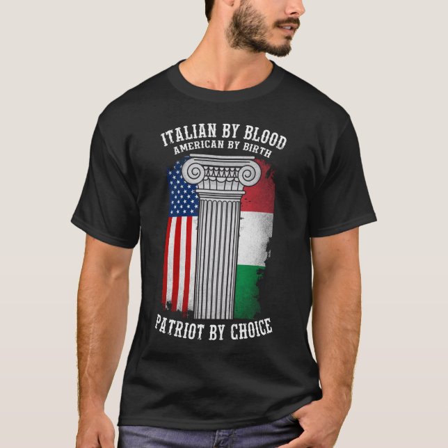 T-shirt Italien Par Sang, Américain Par Naissance, Patriot (Devant)
