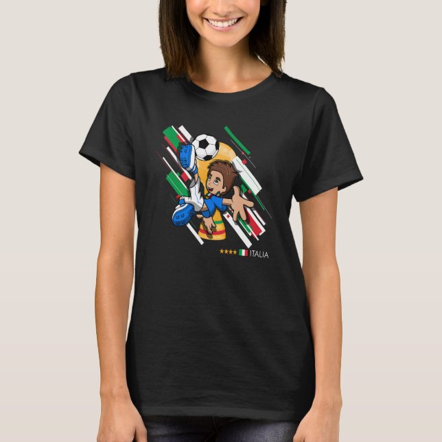 T-shirt Italy Football Soccer Kids Playing Soccer Goal Dab (Devant)