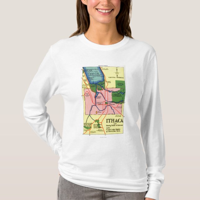 T-shirt Ithaca et points voisins d'intérêt (Devant)