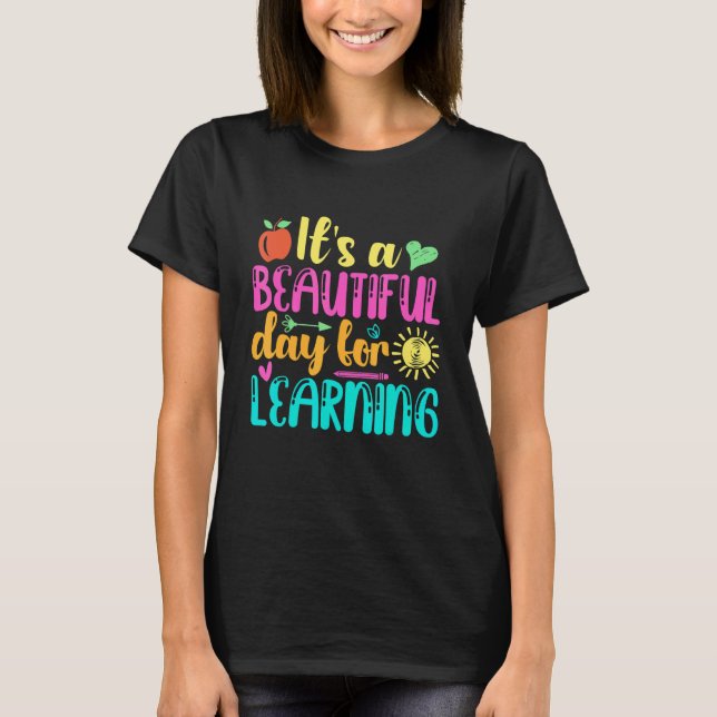 T-shirt It's Beautiful Day For Learning Retro Teacher Stud (Devant)
