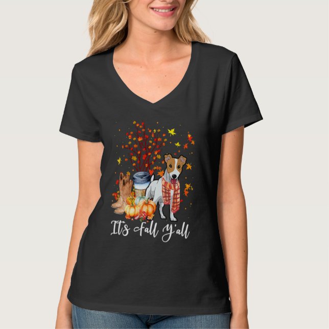 T-shirt It's Fall Y'all Jack Russell Terrier Dog Pumpkin F (Devant)