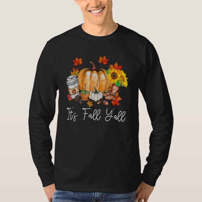 T-shirt It's Fall Yall Pumpkin Leopard Halloween Autumn Th (Devant)