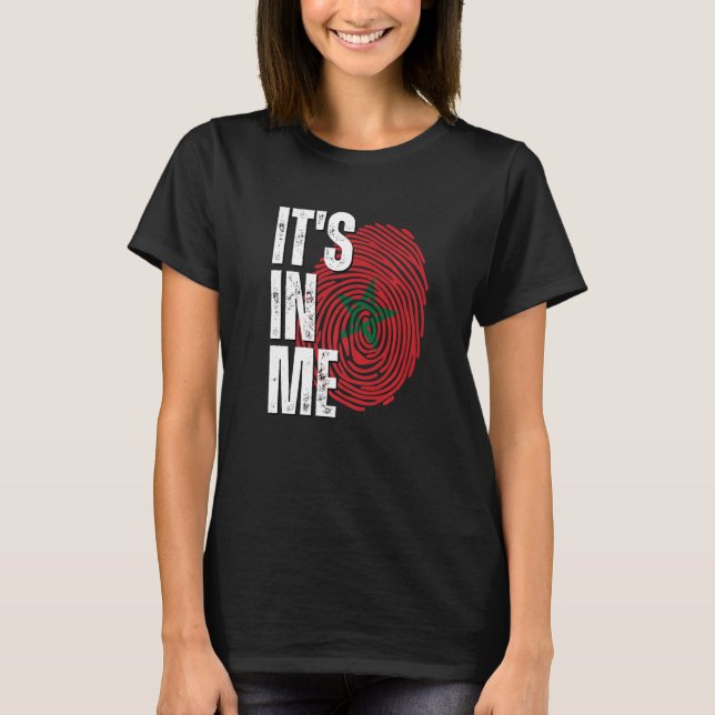 T-shirt It's In Me Morocco Flag Fingerprint Moroccan Herit (Devant)