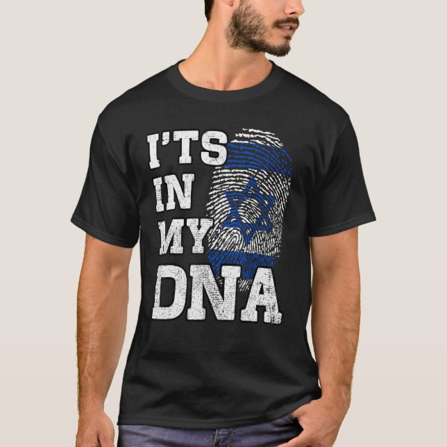 T-shirt It's In My DNA Israelis Fingerprint Proud Israel F (Devant)