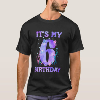 T-shirt It's My 6th Birthday Girl Ocean 6 Years Old Sea Fi