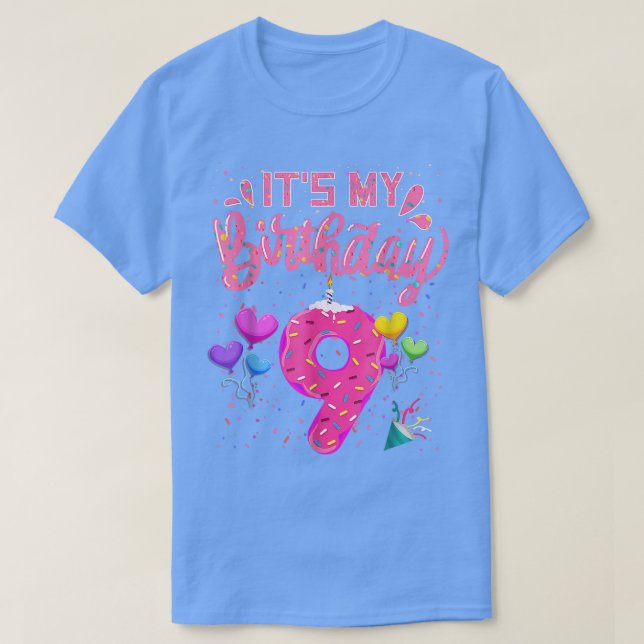 T-shirt It's My 9th Birthday Doughnut Happy 9 Years Old Gi (Design devant)