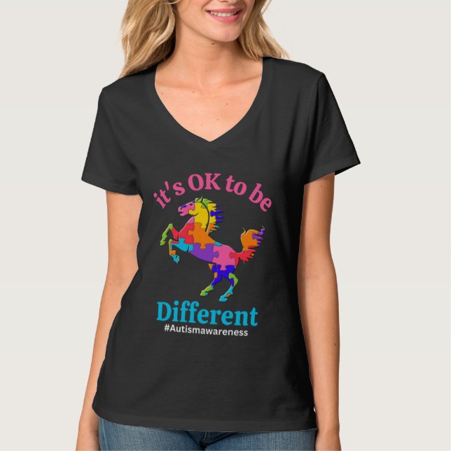 T-shirt Its Ok To Be Different Autism Awareness Acceptance (Devant)