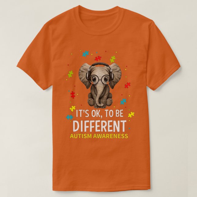 T-shirt Itx27s Ok Pour Être Différents Elephant Autisme Dé (Design devant)