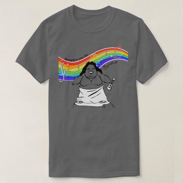 T-shirt IZ Kamakawiwoole quelque part sur l'arc-en-ciel (Design devant)