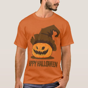 T-shirt Jack-o'-lantern Citrouille Face Heureuse sorcière