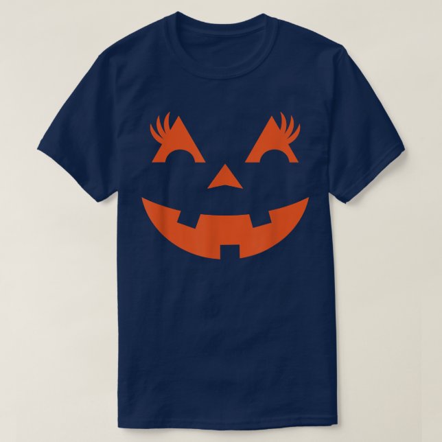 T-shirt Jack-o'-lantern Face Citrouille Eyelashes Hallowee (Design devant)