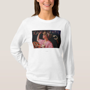 T-shirt Jack-o'-lantern par la femme épluchant Apple