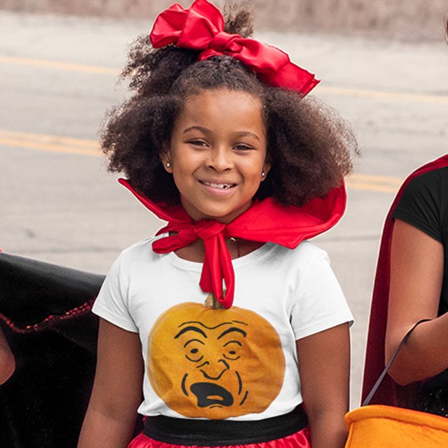 T-shirt Jack o' Lantern Peur Visage Halloween Fille Citrou (Jack o' Lantern Scared Face Halloween Pumpkin Girl T-Shirt)