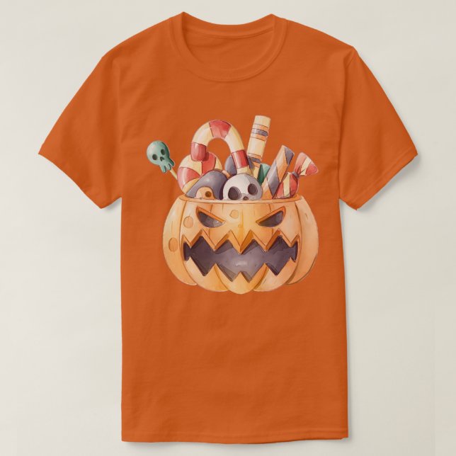 T-shirt Jack o' lanterne Candy Halloween Citrouille Fall M (Design devant)