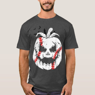 T-shirt Jack O'Lantern Citrouille Visage et balle de baseb