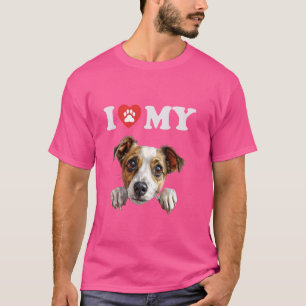T-shirt Jack Russel Terrier J'Coeur Mon Chien Amant Drôle