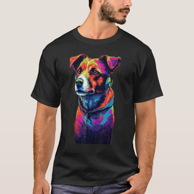 T-shirt Jack Russell Terrier 80s Dog (Devant)
