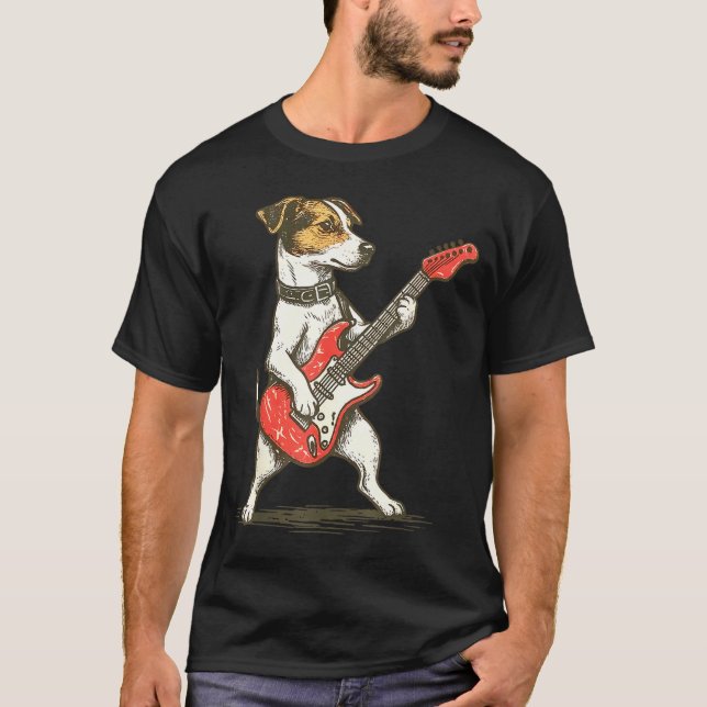 T-shirt Jack Russell Terrier Dog Playing Guitar Rocker Gui (Devant)