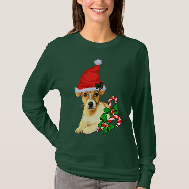 T-shirt Jack Russell Terrier Joyeux Noël (Devant)
