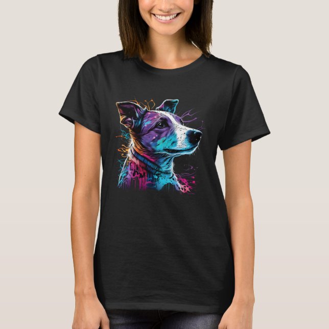 T-shirt Jack Russell Terrier Synthwave (Devant)