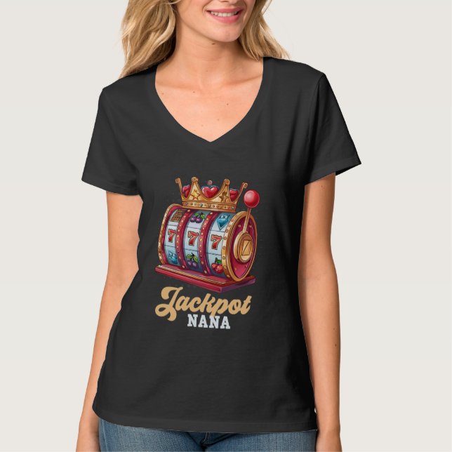 T-shirt JACKPOT Granny Machine à fente Gambler Casino Gran (Devant)