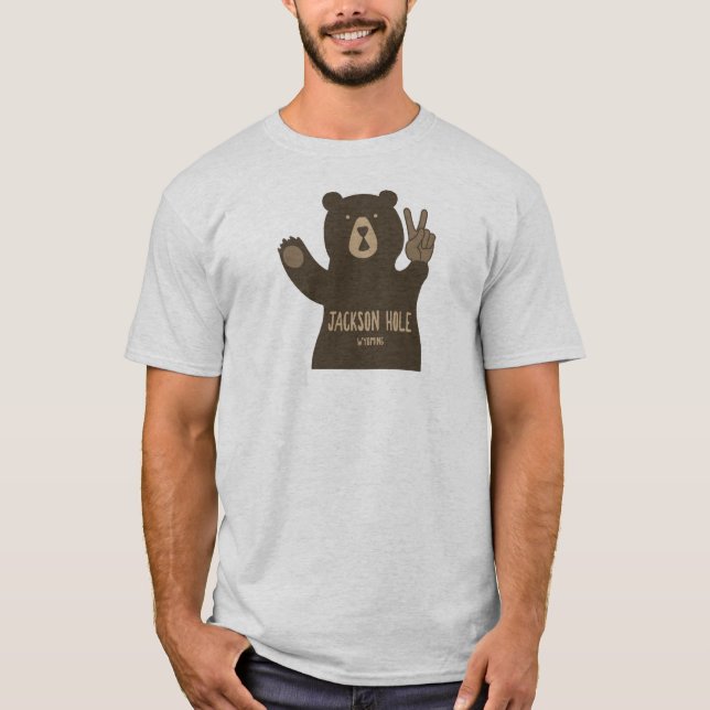 T-shirt Jackson Hole Wyoming Peace Bear (Devant)