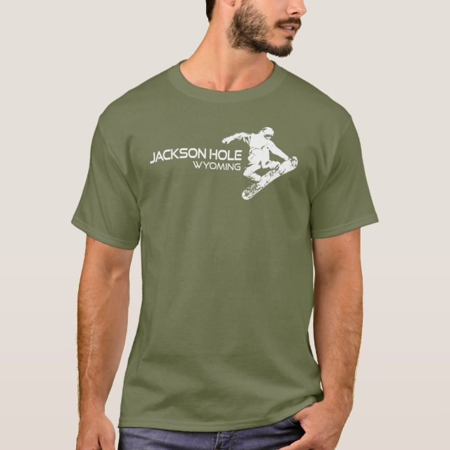 T-shirt Jackson Hole Wyoming Snowboardeur (Devant)