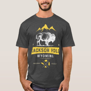 T-shirt Jackson Hole Wyoming Vintage Bison Buffalo Hommes