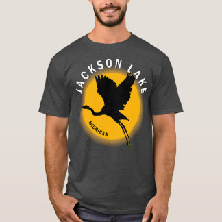 T-shirt Jackson Lake dans le Michigan Heron Sunrise