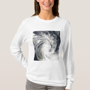 T-shirt Jade tropical de tempête venant à terre au-dessu