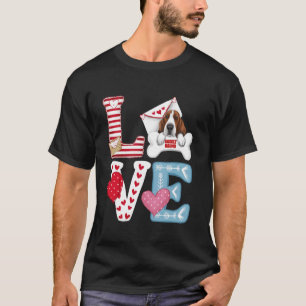 T-shirt J'adore Basset Hound Chien Bonne Saint-Valentin