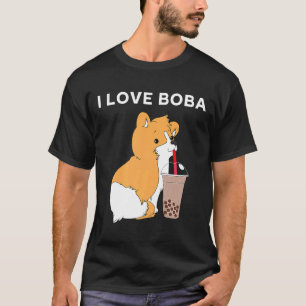 T-shirt J'adore Boba Corgi Chien Thé à Bulles T