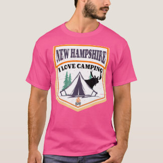 T-shirt J'Adore Camping Dans Le New Hampshire Avec Chemise