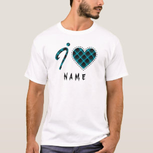 T-shirt J'adore... Coeur, plaid