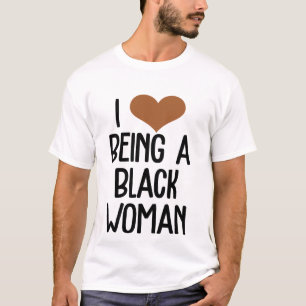 T-shirt J'adore être une femme noire Mignonne Brown Heart