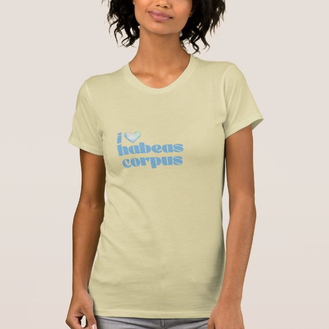 T-shirt j'adore habeas corpus blue sur creme (Devant)