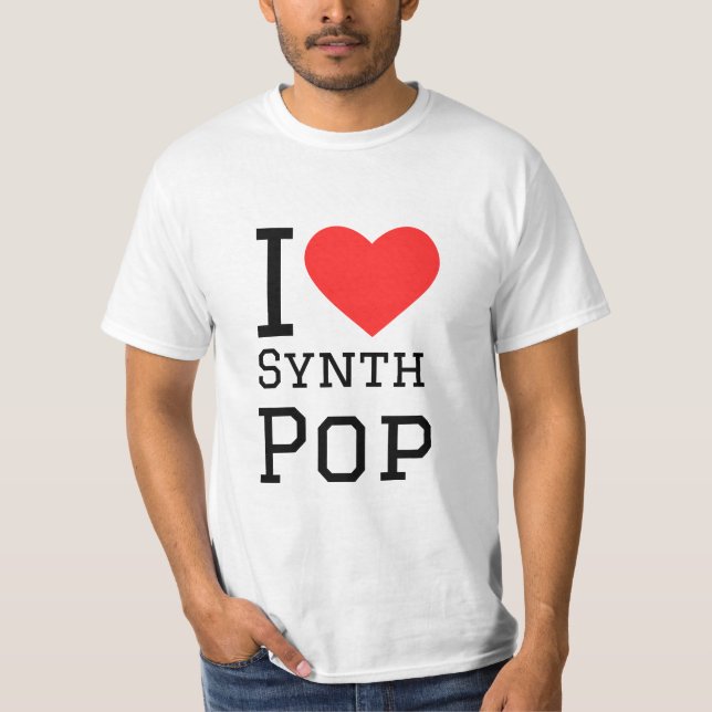 T-shirt J'adore le synthétiseur carré pop synth (Devant)