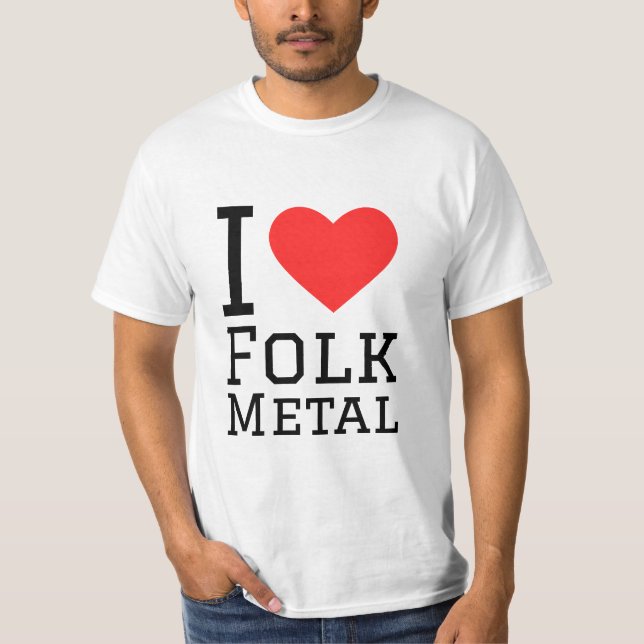 T-shirt J'adore les autocollants de carré de métal folk (Devant)