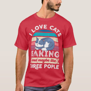 T-shirt J'adore les chats qui cuisinent et comme trois per