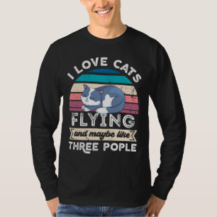 T-shirt J'adore les chats qui volent et comme trois person