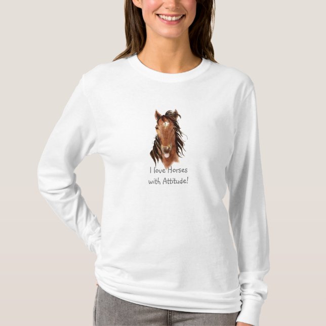 T-shirt J'adore les chevaux avec une attitude amusante Cit (Devant)