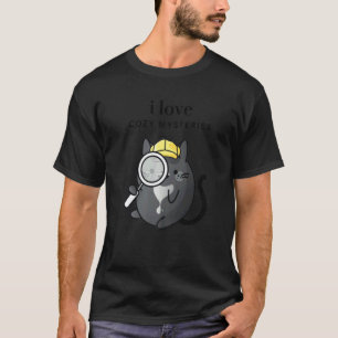 T-shirt J'adore les mystères cosy Détective Chat Tuxedo