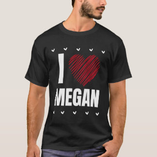 T-shirt J'adore Megan Nom Cool Cœur Rouge Personnalisé