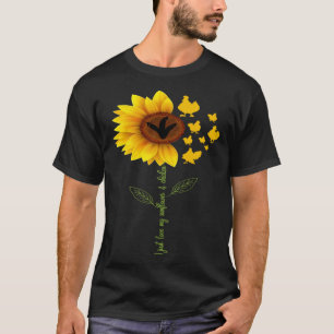 T-shirt J'adore mes tournesols Fleurs jaunes et chouette c
