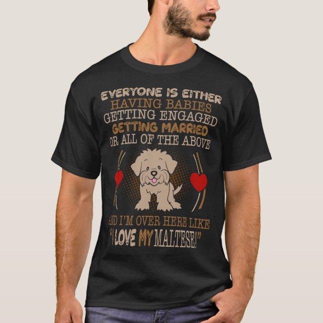 T-shirt J'Adore Mon Cadeau Maltais Pour Animaux De Compagn (Devant)