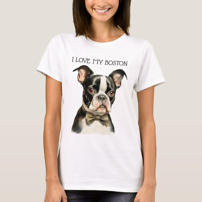 T-SHIRT J'ADORE MON CHIEN BOSTON TERRIER (Devant)