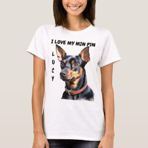 T-SHIRT J'ADORE MON CHIEN DE PINCHER MINIATURE NOIR & TAN