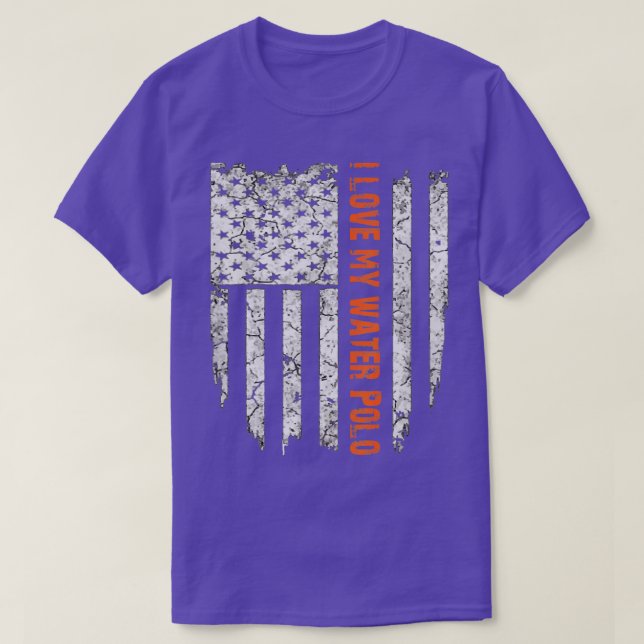 T-shirt J'adore mon Water Polo drapeau américain (Design devant)