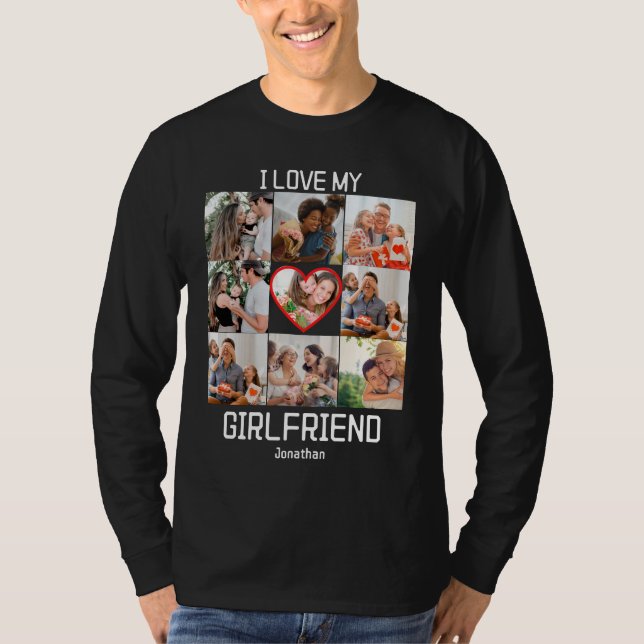 T-shirt J'adore My Girlfriend Custom 9 Photo Collage (Devant)